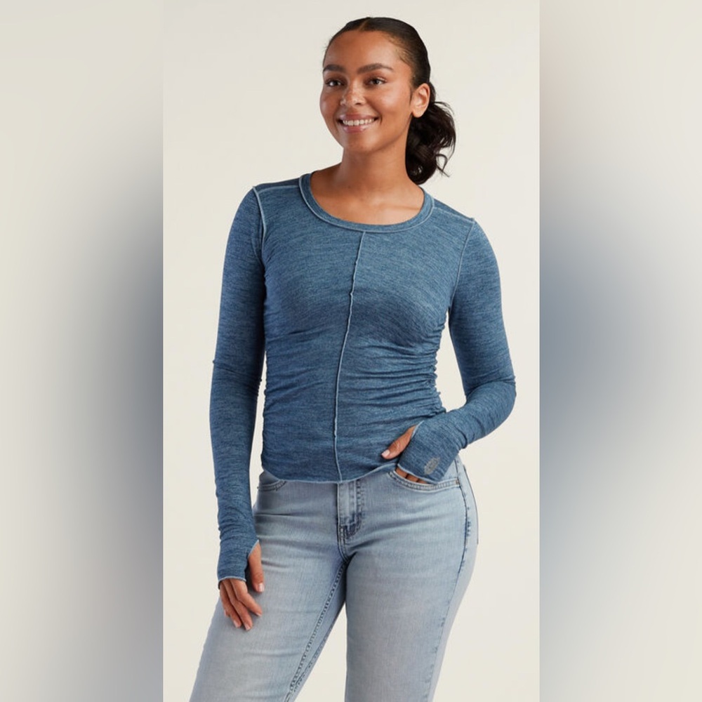 #396 NWT Free People Movement Right On Run Long Sleeve blue XL - Picture 3 of 7
